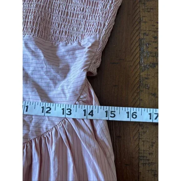 en saison Pink Pin Stripe Seersucker Dress Size Large Sundress - Picture 5 of 7
